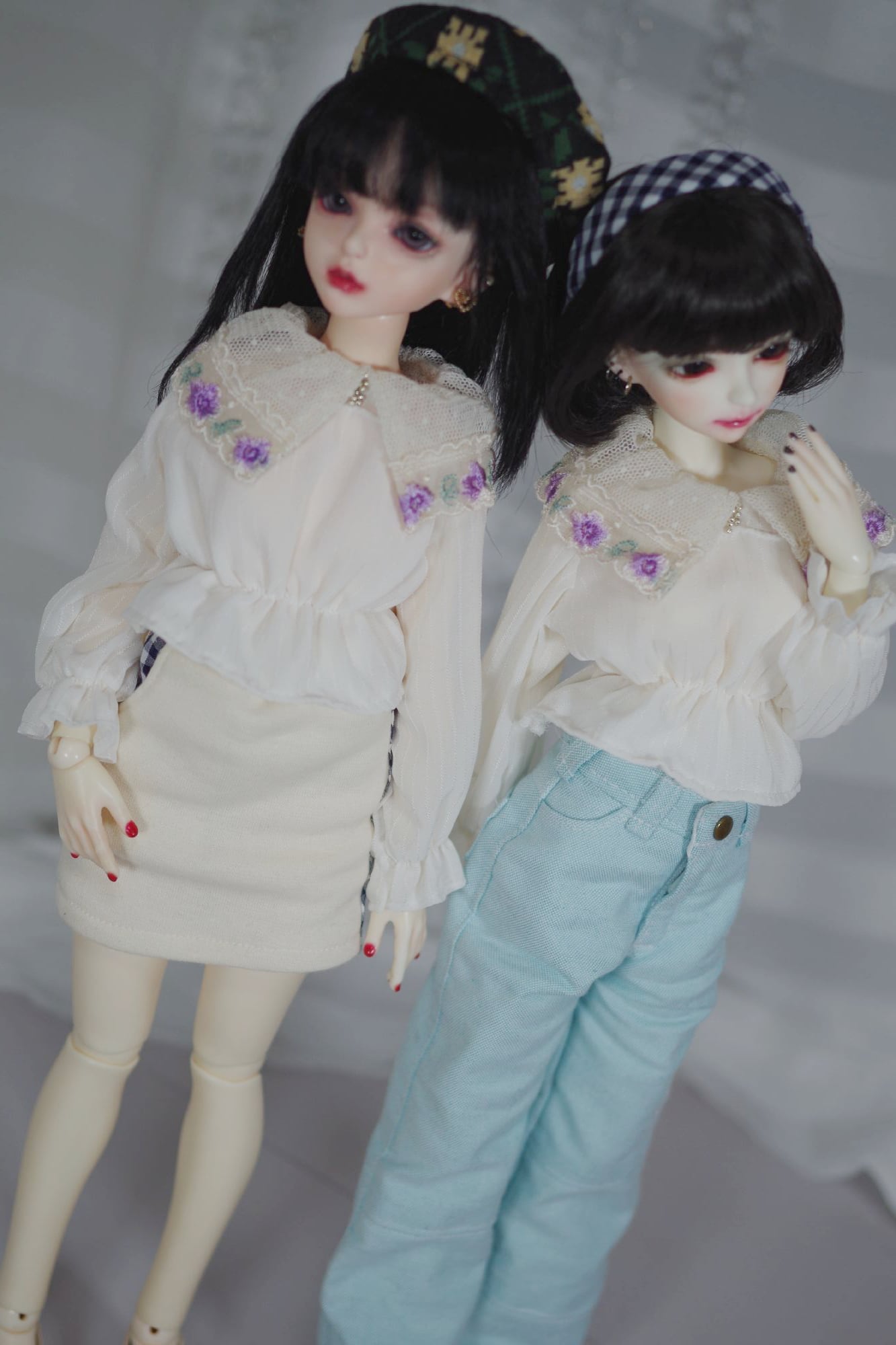 リボンドールブラウス 生成り ドール用 シアーブラウス/blouse[60F 