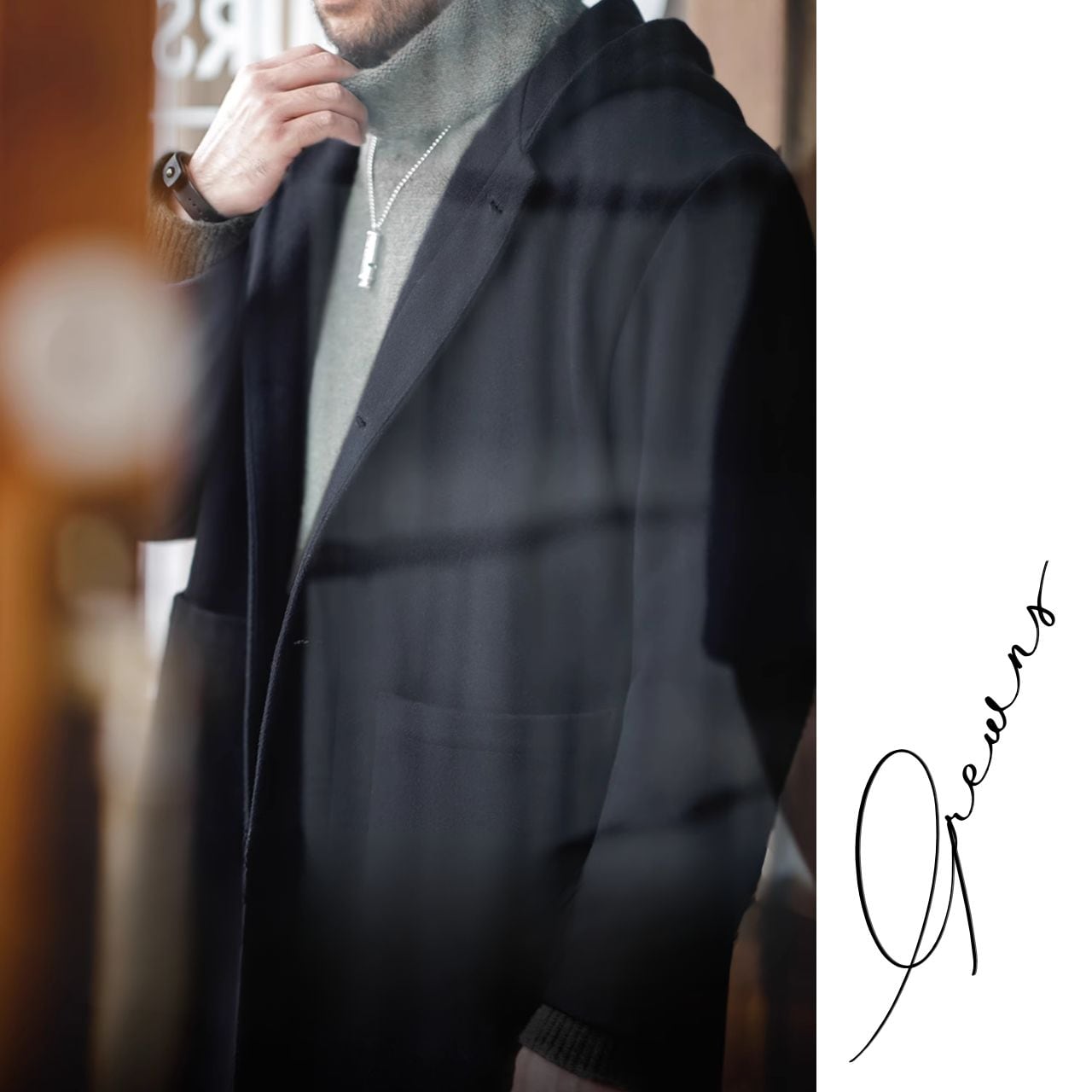 フード付きカレッジスタイルミドル丈コート G106