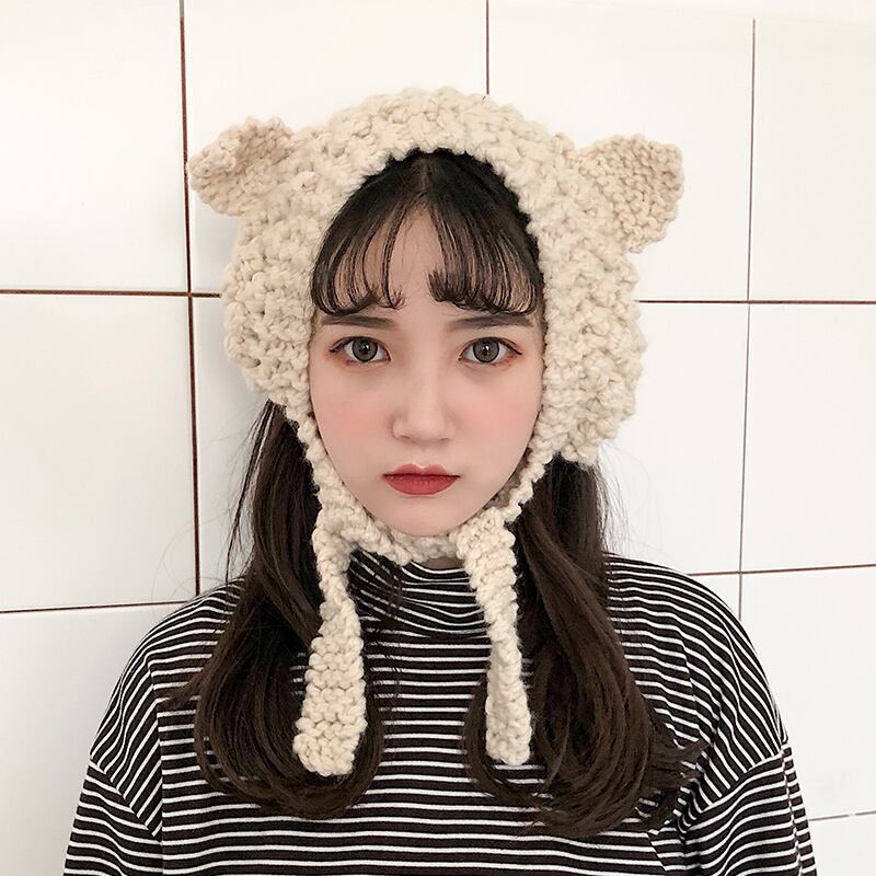 オータムウィンターニット 帽子 大人ガーリー スウィート キュート カジュアル 秋物 冬物 ブラック・アイド・ピーズ59886397048