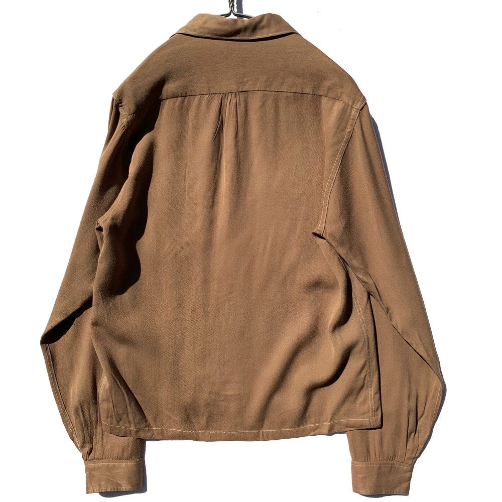 トップス 40s rayon gabardine shirts 1940's Gabardine Shirt - Blue Rayon - PENNEY'S | Gabriela's