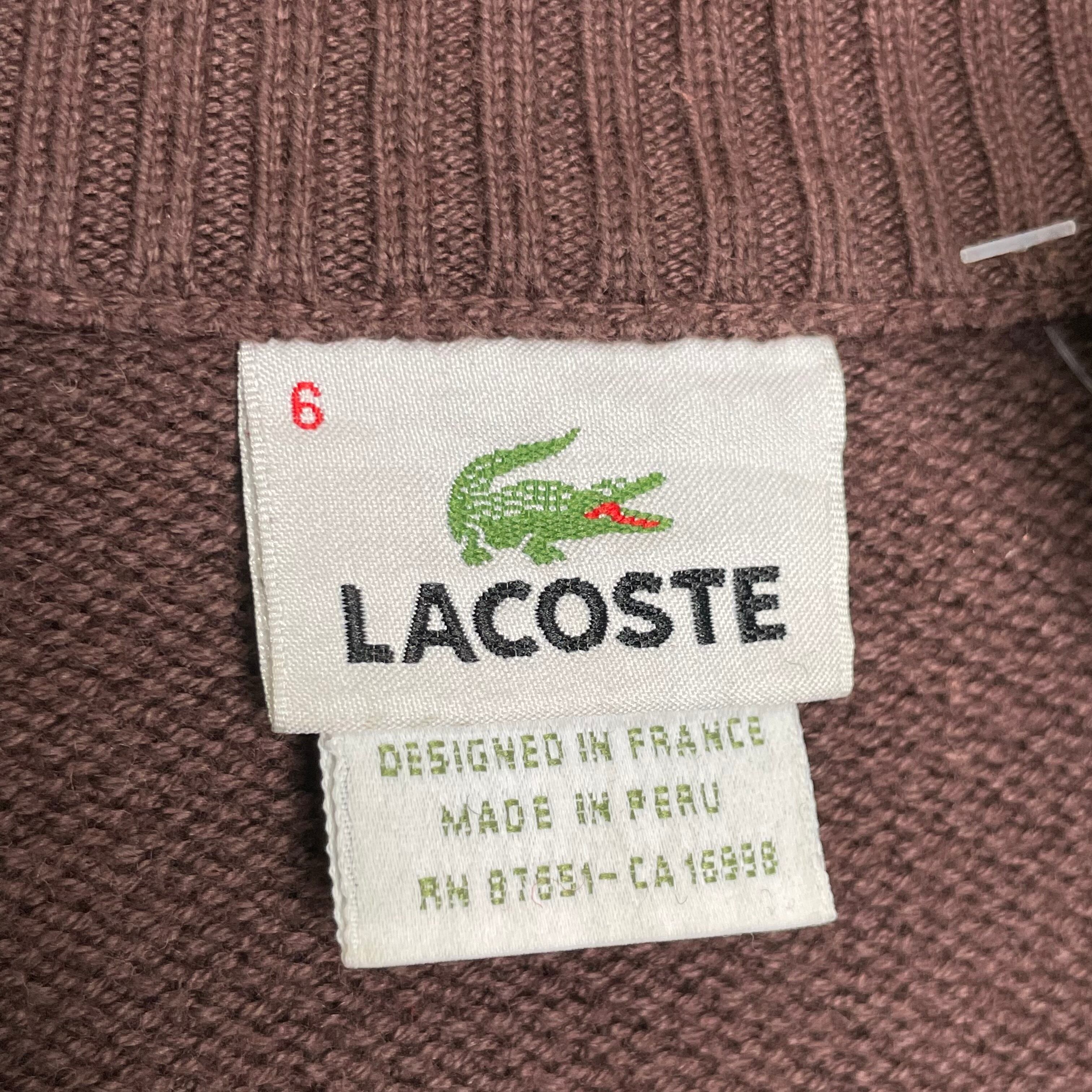 90's】 LACOSTE ハーフジップニット XL相当 ワンポイントワッペン