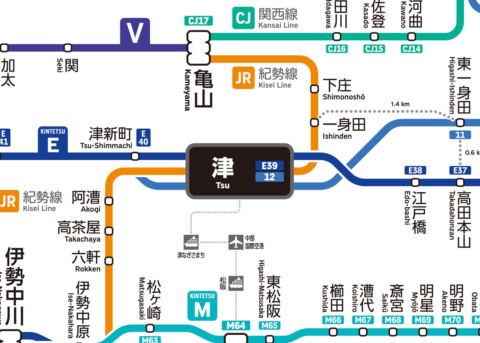 鉄道　路線図 ヨンナナ路線図-24-三重県の鉄道 (Mie / デジタル / LT-NC) | 小江戸
