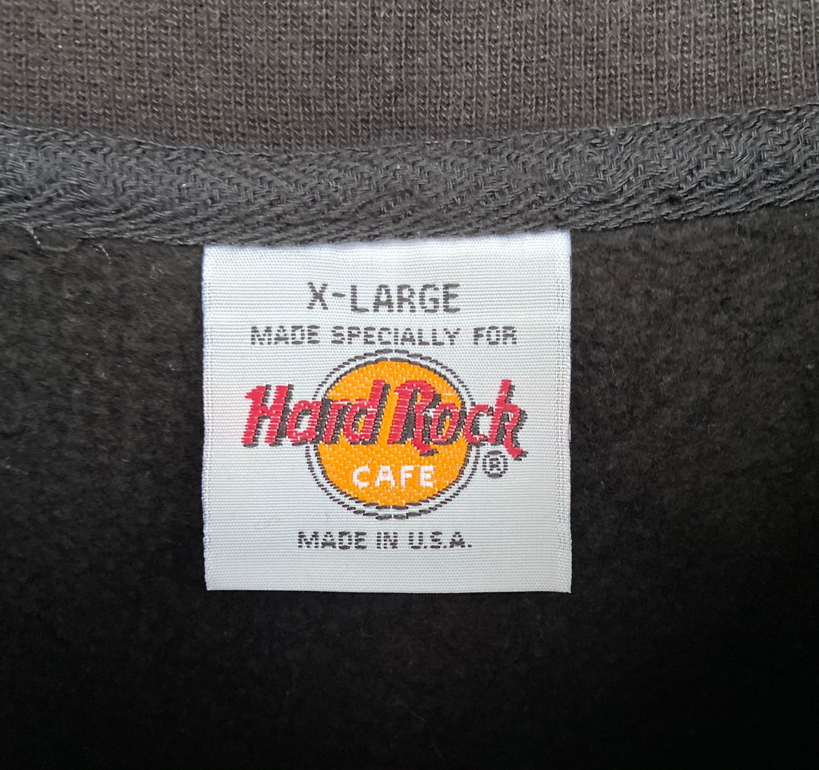 USA製 Hard Rock Cafe/ハードロックカフェ 刺繍スウェット 黒 オーバー