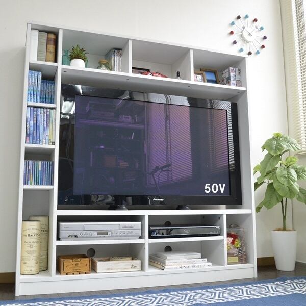 50インチ対応 135幅 テレビ台 壁面 収納ゲート型・ホワイト | 家具 