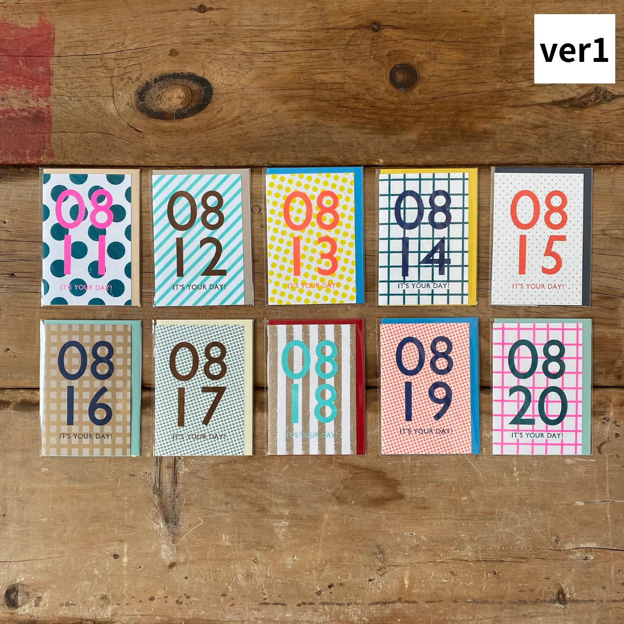 ギフトカード | Letterpress Letters, (レタープレスレターズ)370 Find Your Day - August 8月