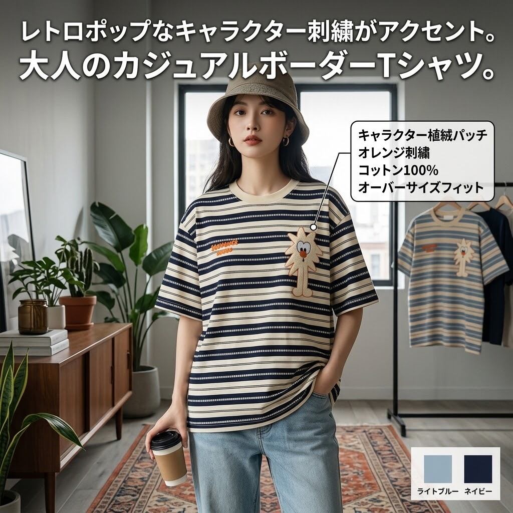 プリントビッグシルエットTシャツ 韓国系女子学生向け 韓国系