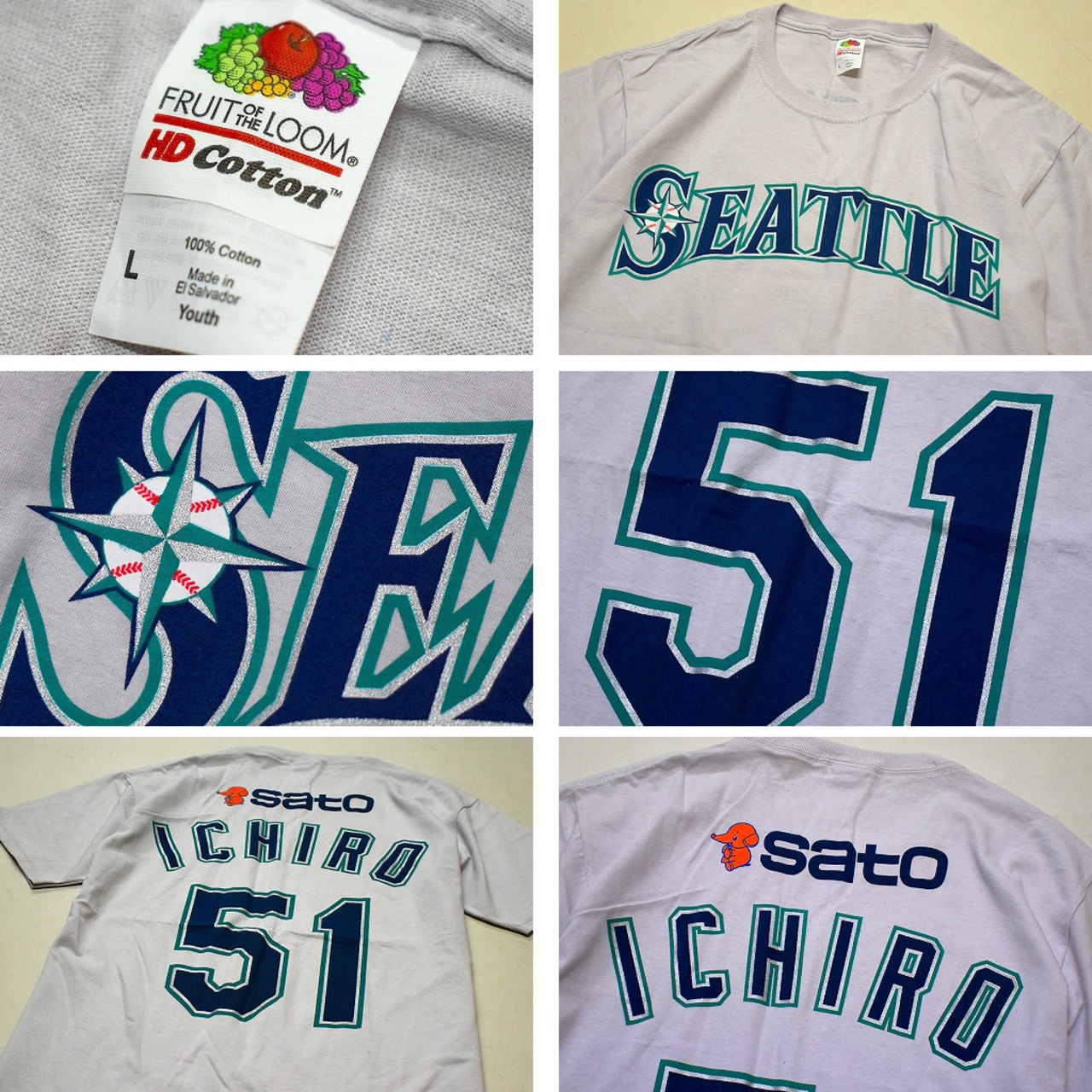 1点物◇シアトルマリナーズMLBイチローICHIROバックプリントTシャツUSA