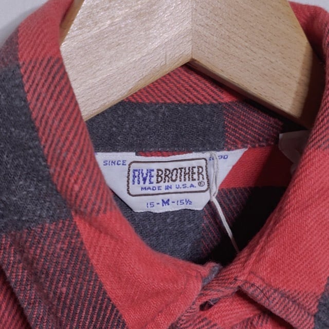 80年代 FIVE BROTHER コットンヘビーネル MADE IN USA 1980s FIVE BROTHER Heavy Flannel Shirt / ブロック チェック
