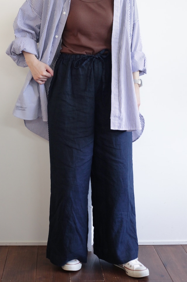 【fog linen work × minka(フォグリネンワーク × ミンカ)】リネンワイドパンツ  《 minka限定アイテム 》