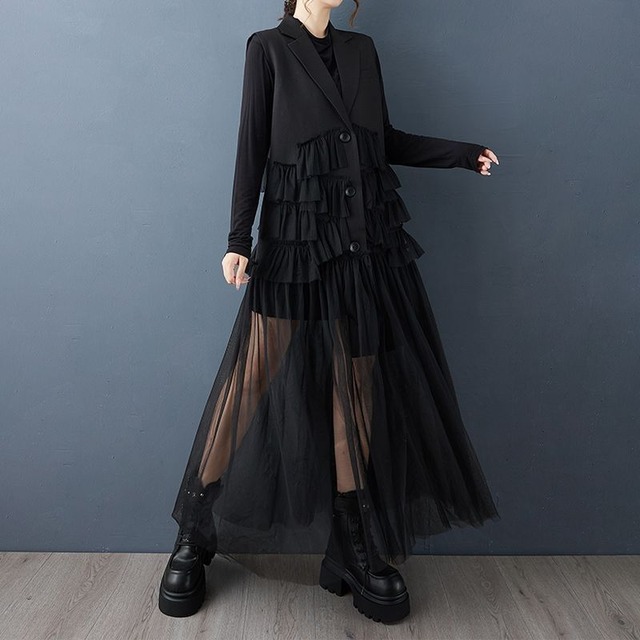 テーラード チュール ロングベスト  00266