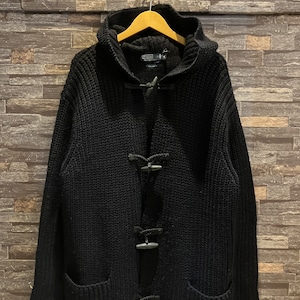 RALPH LAUREN WOOL KNIT DUFFLE COAT NAVY
