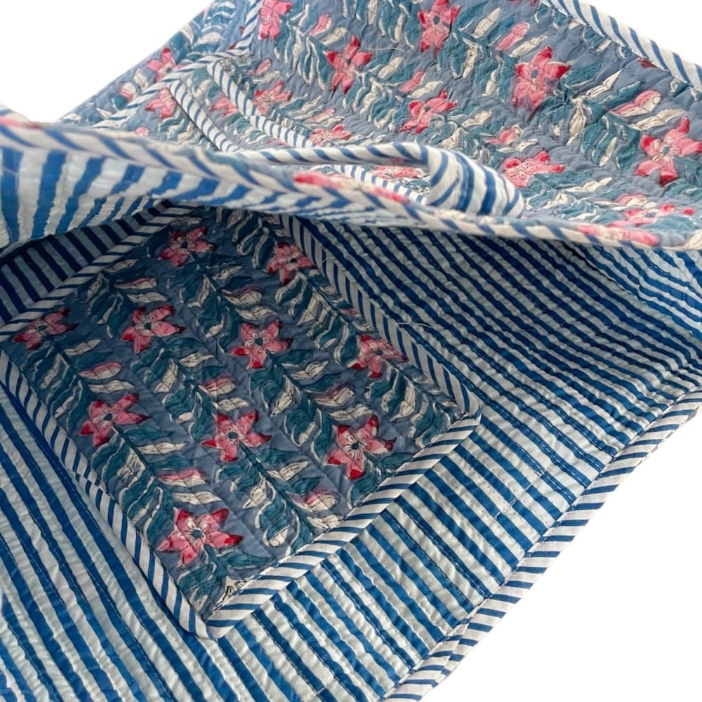 トートバッグ ブロックプリント コットンキルト K | アジアの手