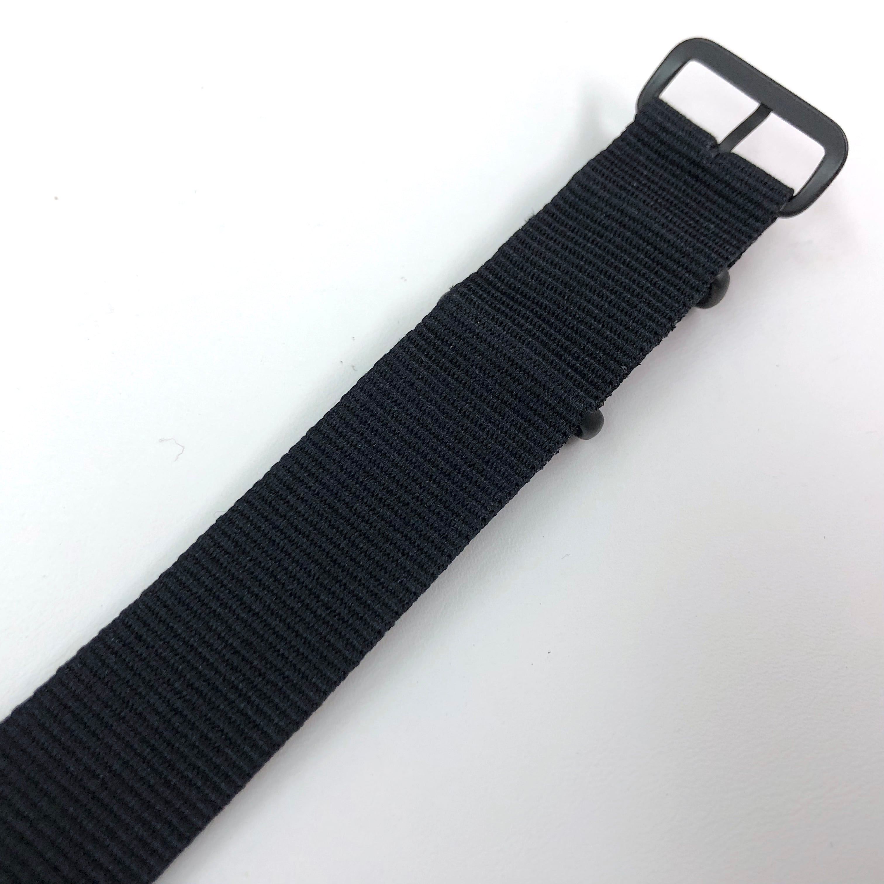   ブラックナイロンストラップ ミリタリーナイロンストラップ オールブラック 18/20mm ブラック金具