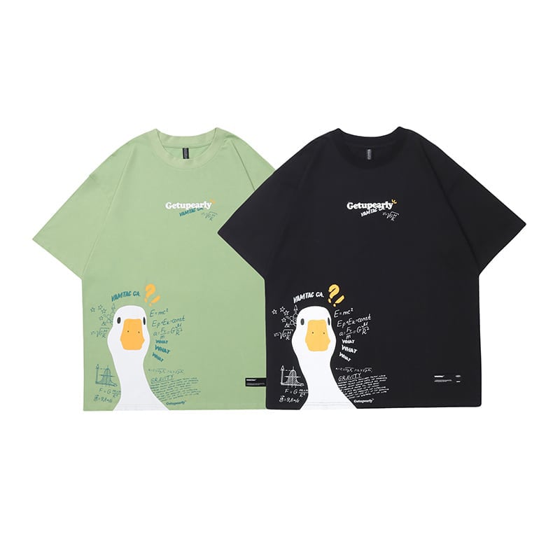 From Mars 数学鴨シリーズ Tシャツ 2color 個性的 男女兼用 メンズ カップル服 動物柄 可愛い Elegant