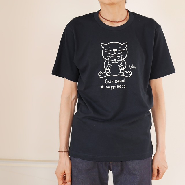 にゃんきーとすＴシャツ「おやこねこ」ブラック