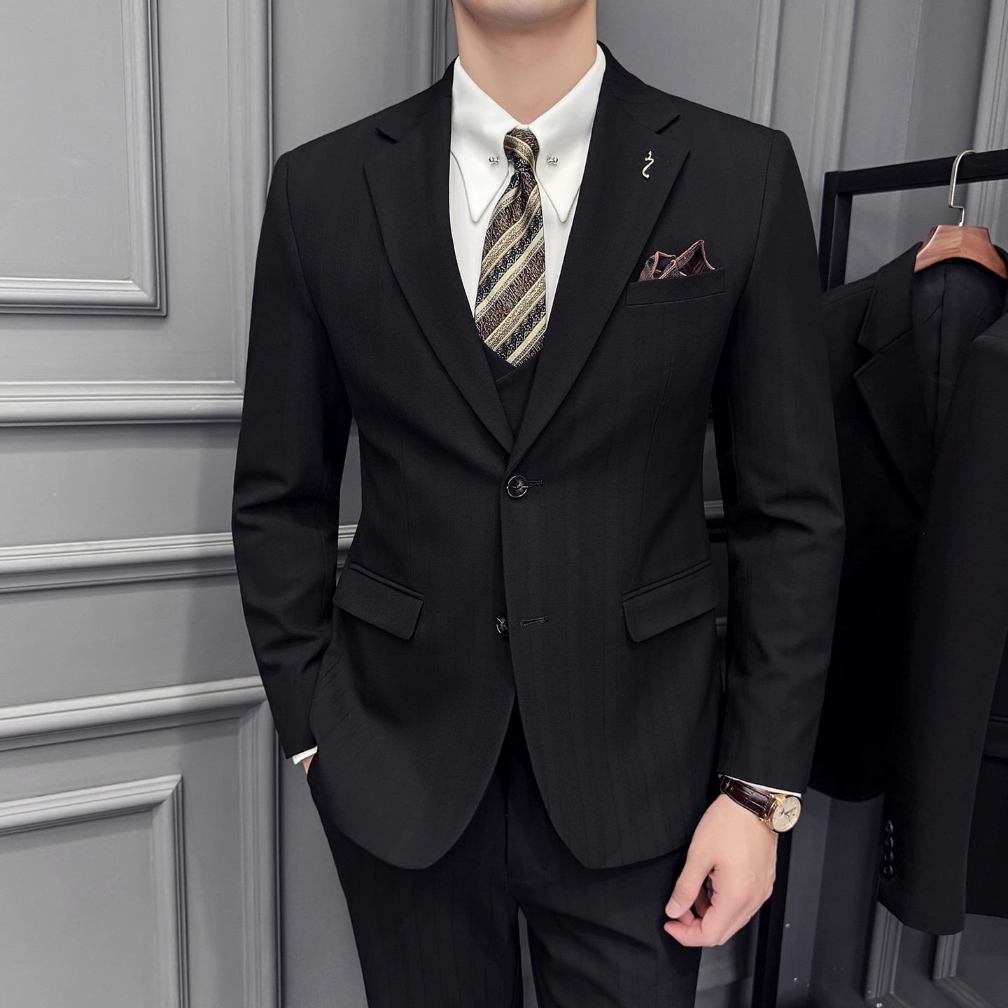 ピンストライプシングルブレストテーラードスーツ 3color SU0256