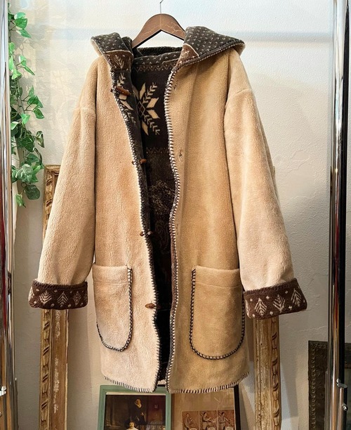 unknown reversible noldic pattern fleece coat【M 】