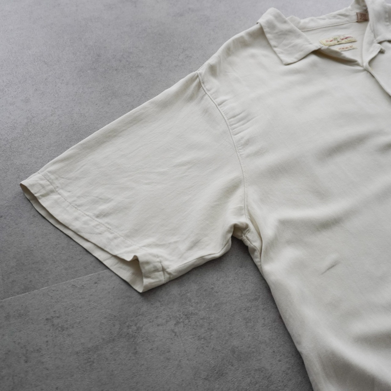 Tommy Bahama Silk Rayon open-collar shirt offwhite [XL] 古着 - 8