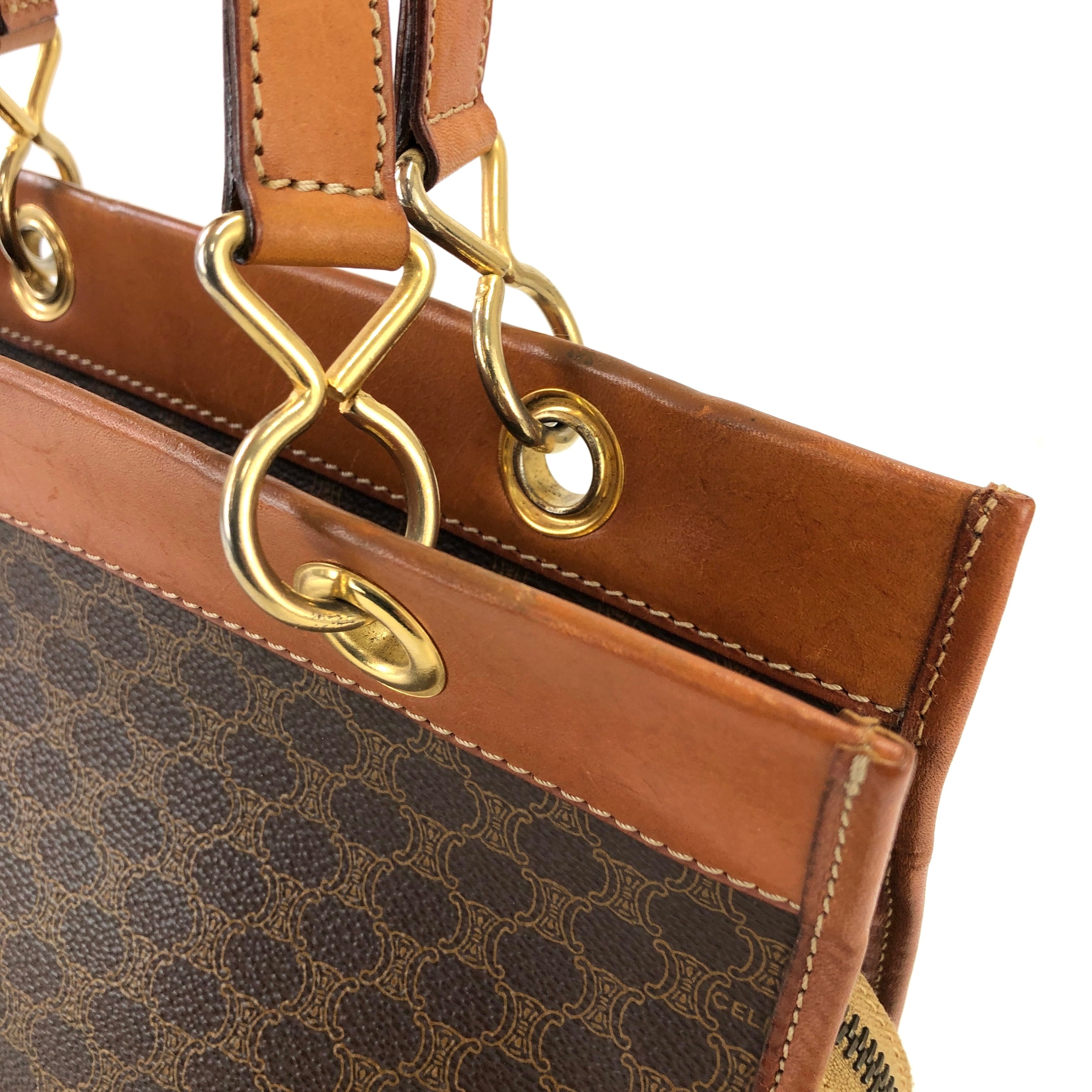 CELINE セリーヌ マカダム スクエア ハンドバッグ ブラウン vintage