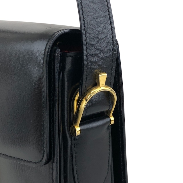 CELINE セリーヌ ショルダーバッグ ブラック ホースキャリッジ レザー vintage ヴィンテージ オールド jw6dji