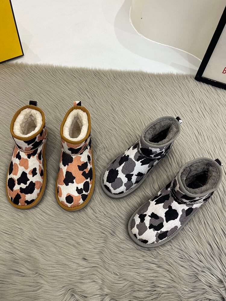 ブーツレディースウィンタースタイルレオパードベルベット 靴 シューズ コットン 冬物 部族の婦人靴82384847587