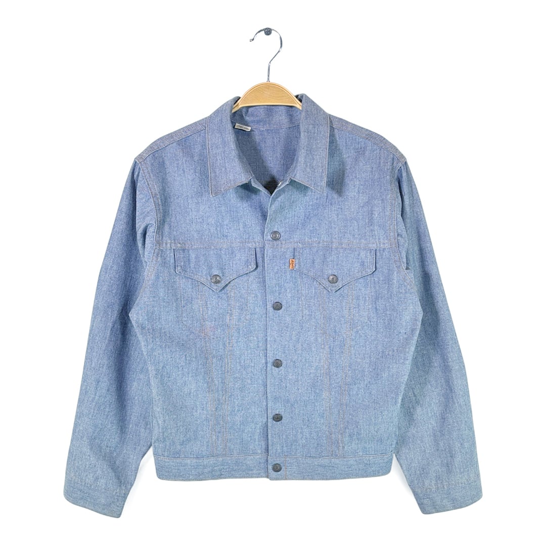 70s リーバイス ヴィンテージコットンジャケット 70505型 ジージャン シャンブレー オレンジタブ Levis サイズM相当 古着 @DZ0745