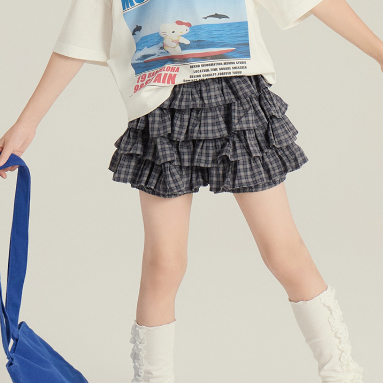 夏インパン裏地付きティアードミニスカート