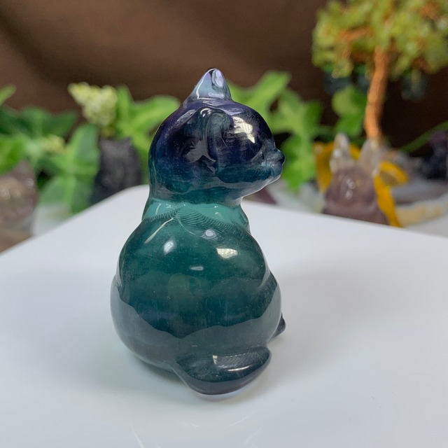 在庫SALE☆6.ちょこんと座っている可愛いフローライトねこ