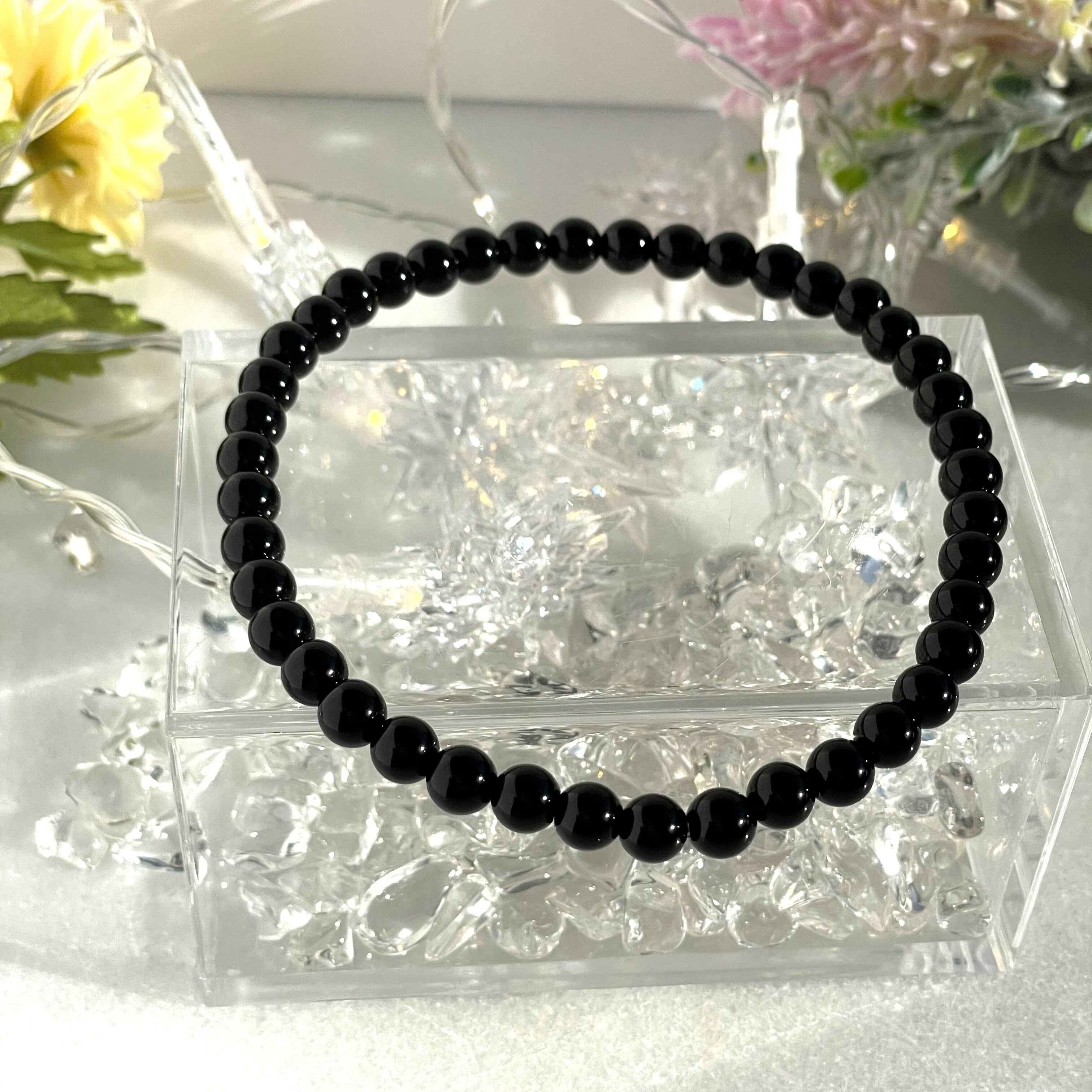 【最強の守護と浄化で人生を立て直す黒の結界】モリオンアンクレット　6mm玉