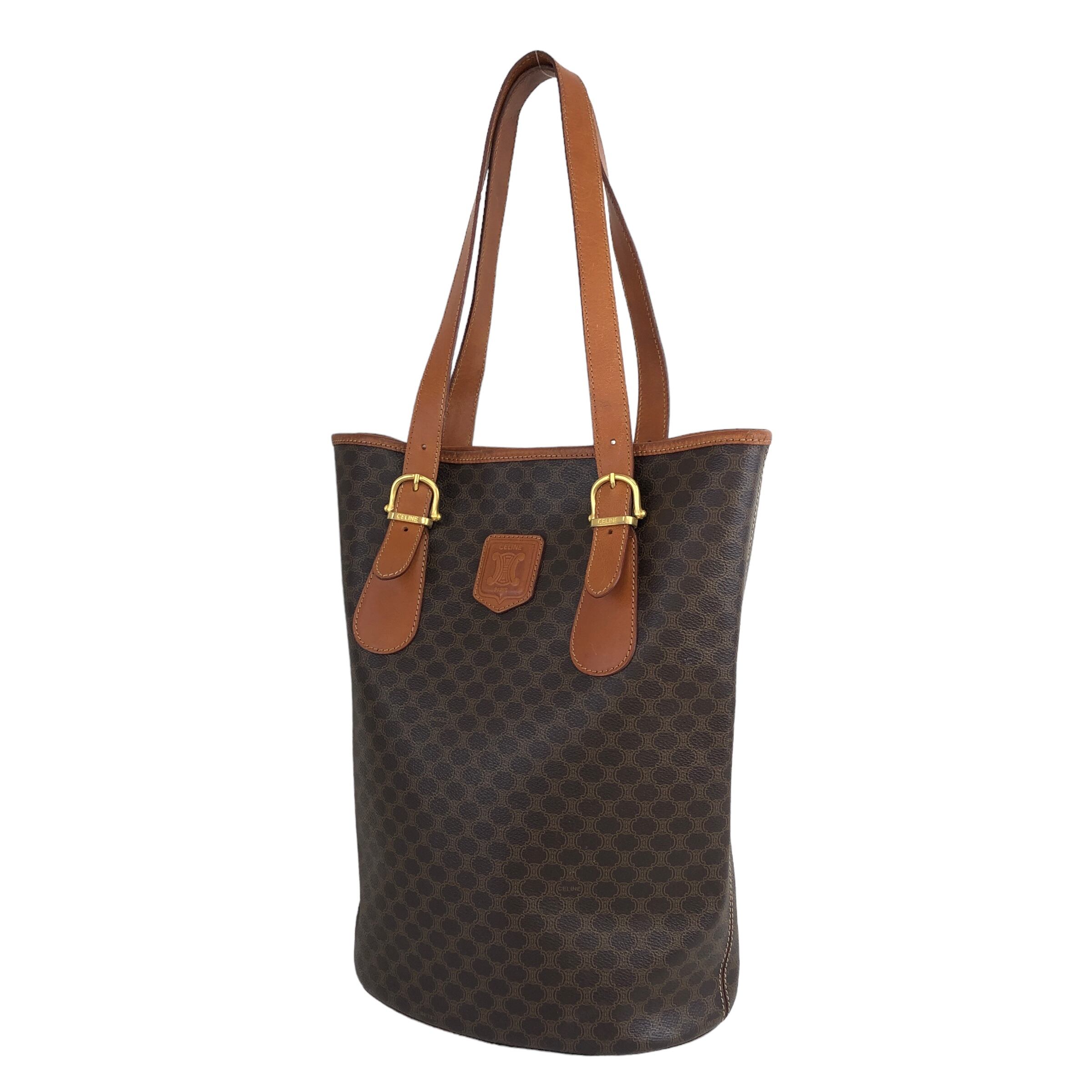 CELINE セリーヌ マカダム ブラゾン型押し レザー トートバッグ