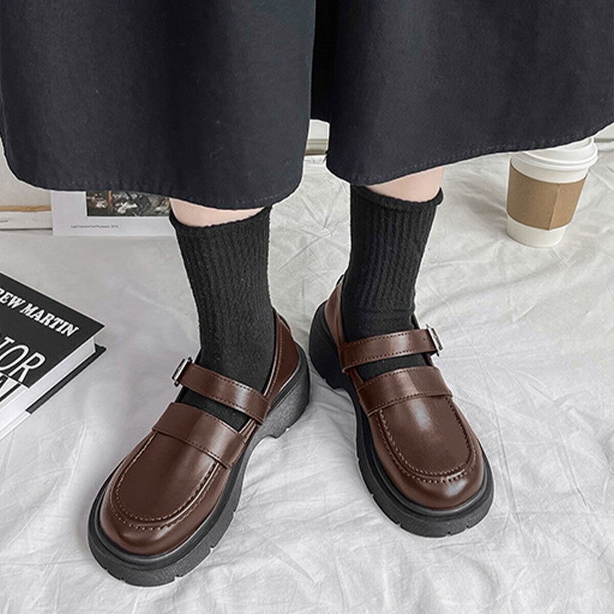 ローファー 厚底 太ヒール レディース 韓国 通勤 通学 学生 大人 カジュアル シンプル 歩きやすい 疲れにくい 学院風 シューズ 靴 大人可愛い 大人女子