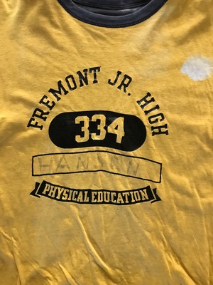 70's Champion バータグ "FREMONT JR. HIGH" リバーシブルTシャツ 4段プリント 表記(S)