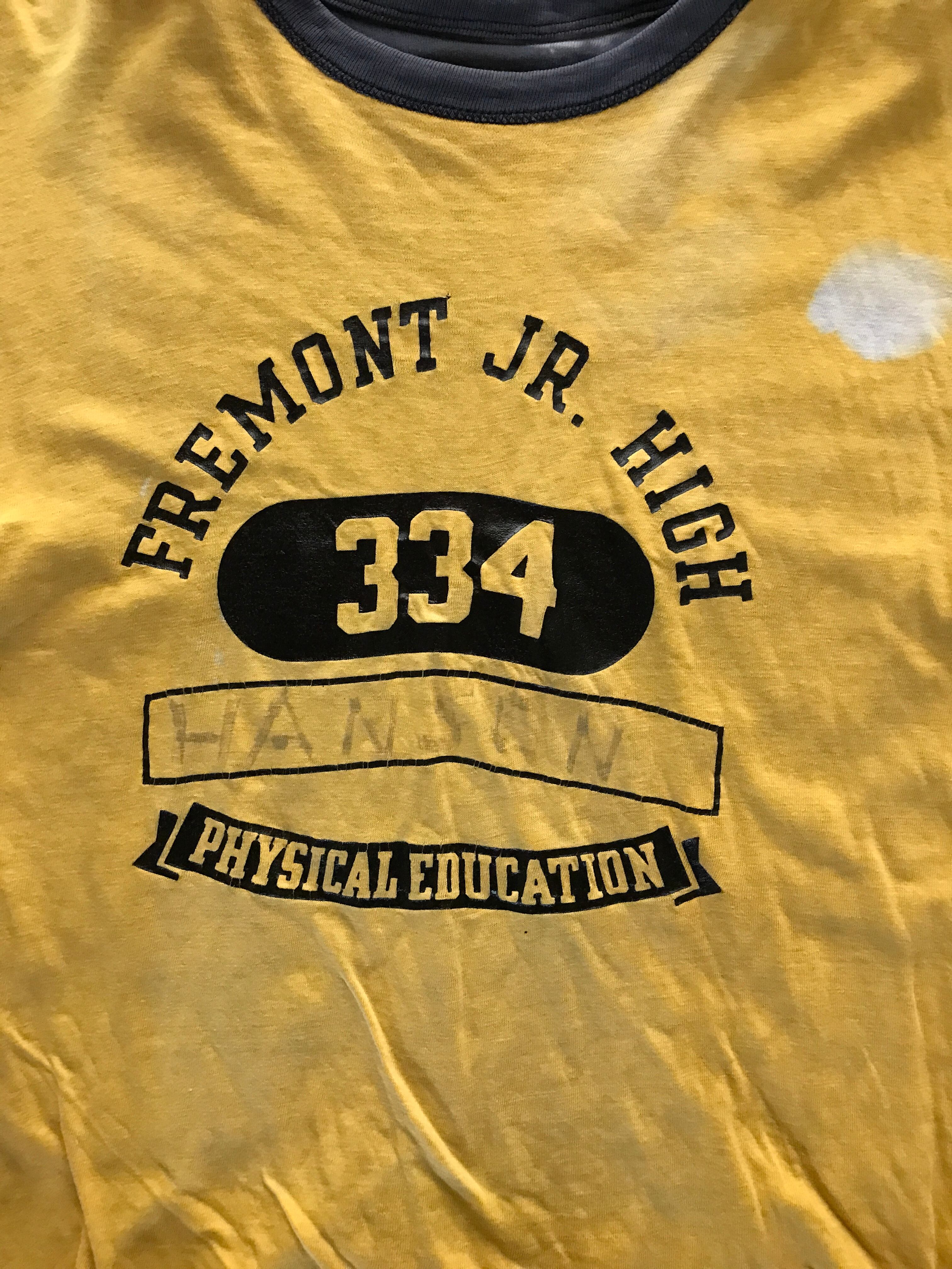70's Champion バータグ "FREMONT JR. HIGH" リバーシブルTシャツ 4段プリント 表記(S)