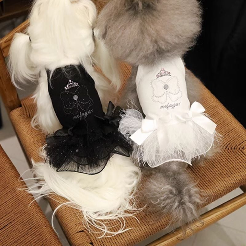 リボン刺繡キャミとチュールのワンピース 犬服 00536