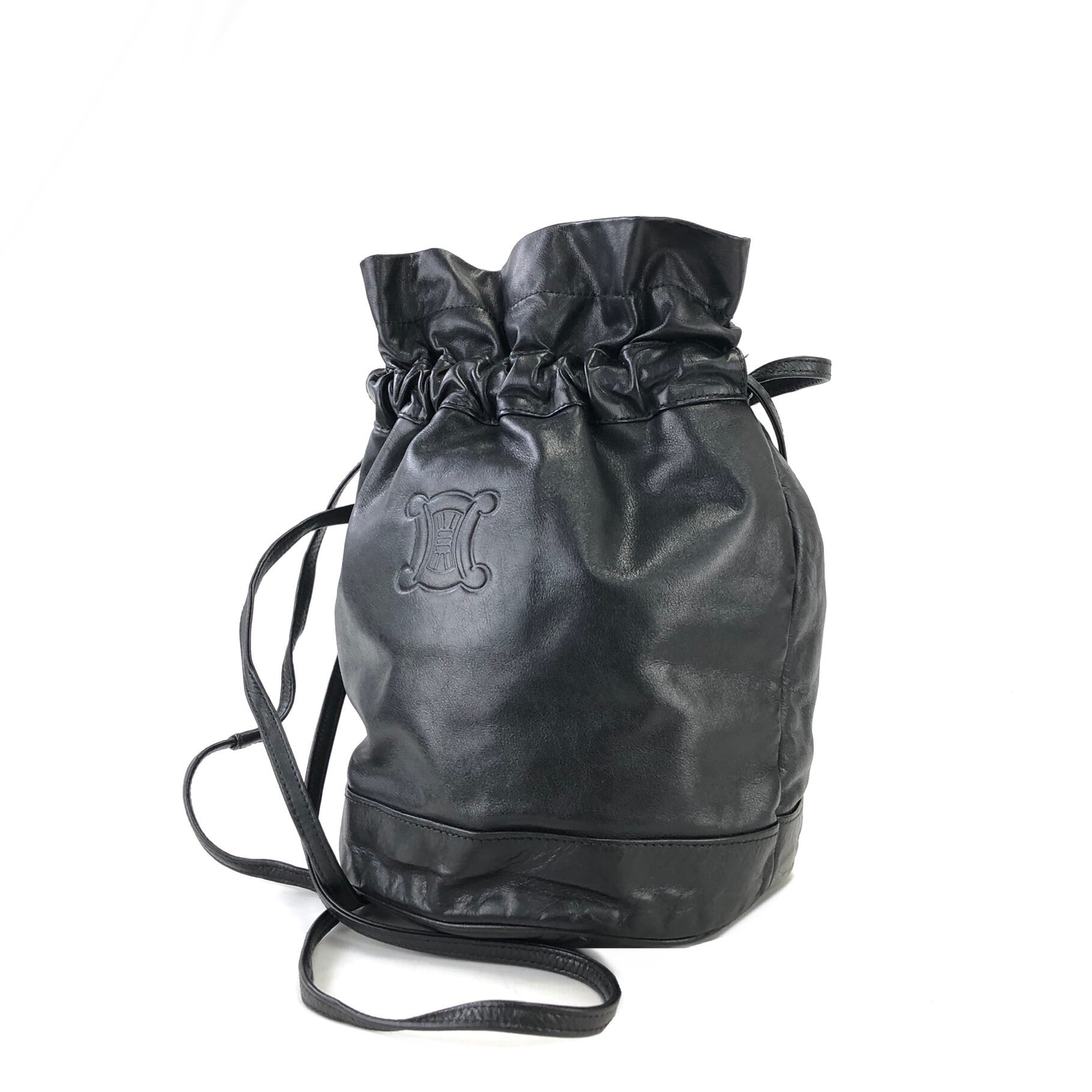 CELINE セリーヌ トリオンフ 型押し レザー 巾着 ショルダー