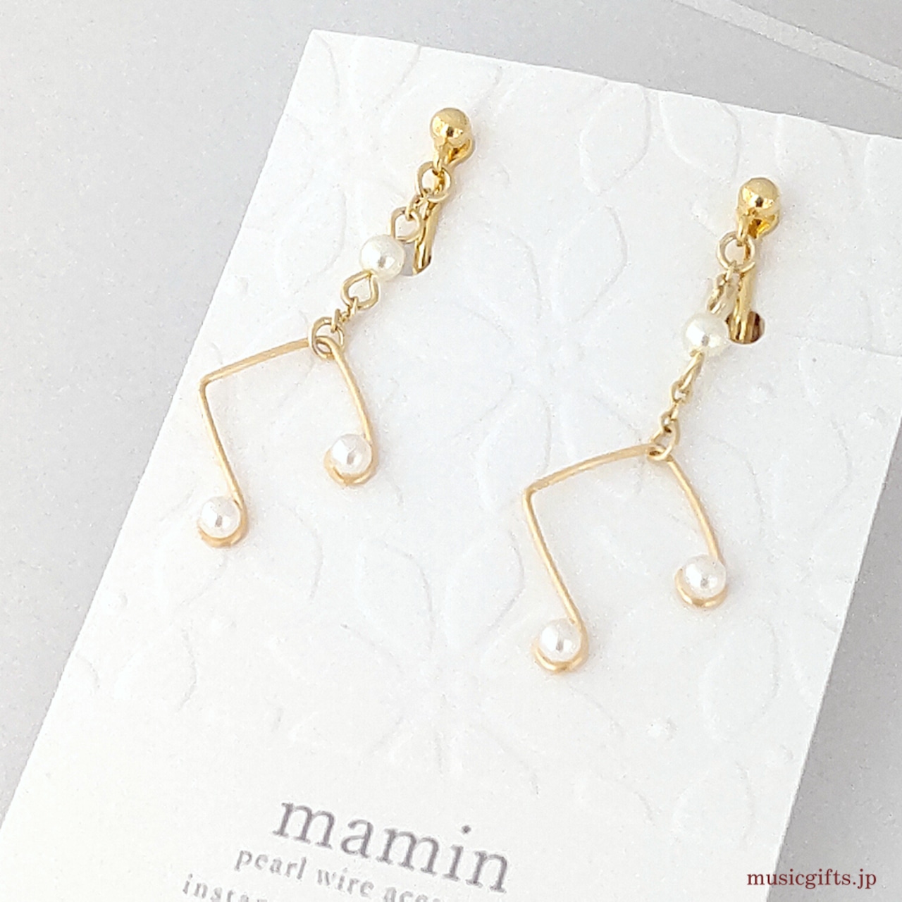 mamin 小さい8分音符 ゴールド ピアス/イヤリング
