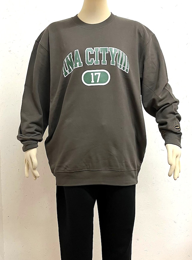 【INACITY APPAREL】10.0オンス クルーネック スウェット　チャコール　限定品