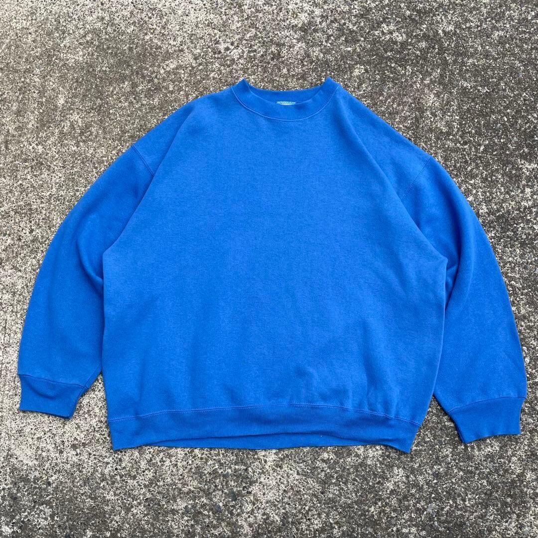 【XXLサイズ】USA製 90's Tultex 青 無地 プレーン ビッグシルエット 古着 スウェット