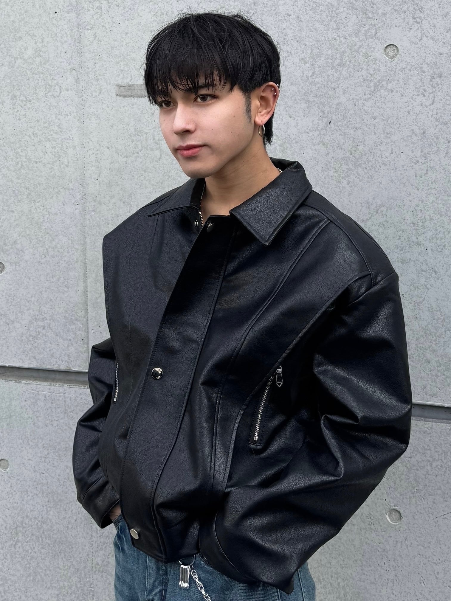 ALUDE SELECT】height rib short leather jacket | 【ALUDE】韓国 