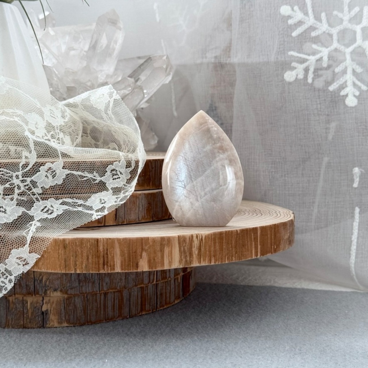 ムーンストーンフレイム*231145*天然石フレイム型*天然石インテリア*置き物*インテリアストーン