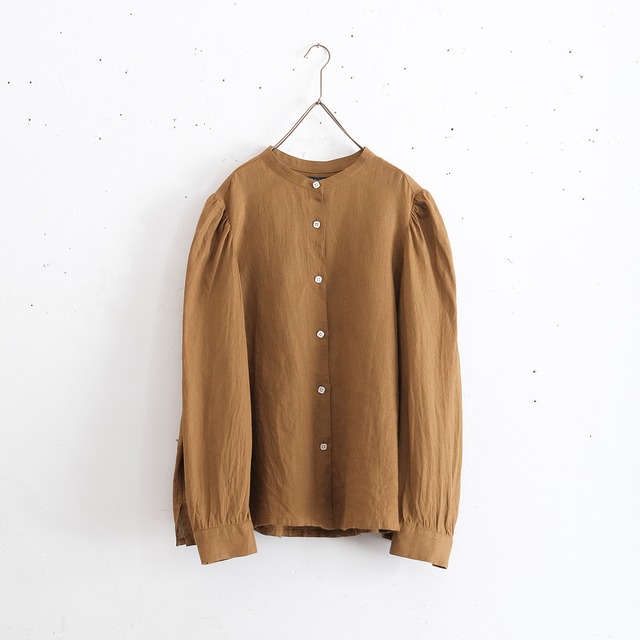 puff sleeve shirt／light weight linen〈ginger brown〉