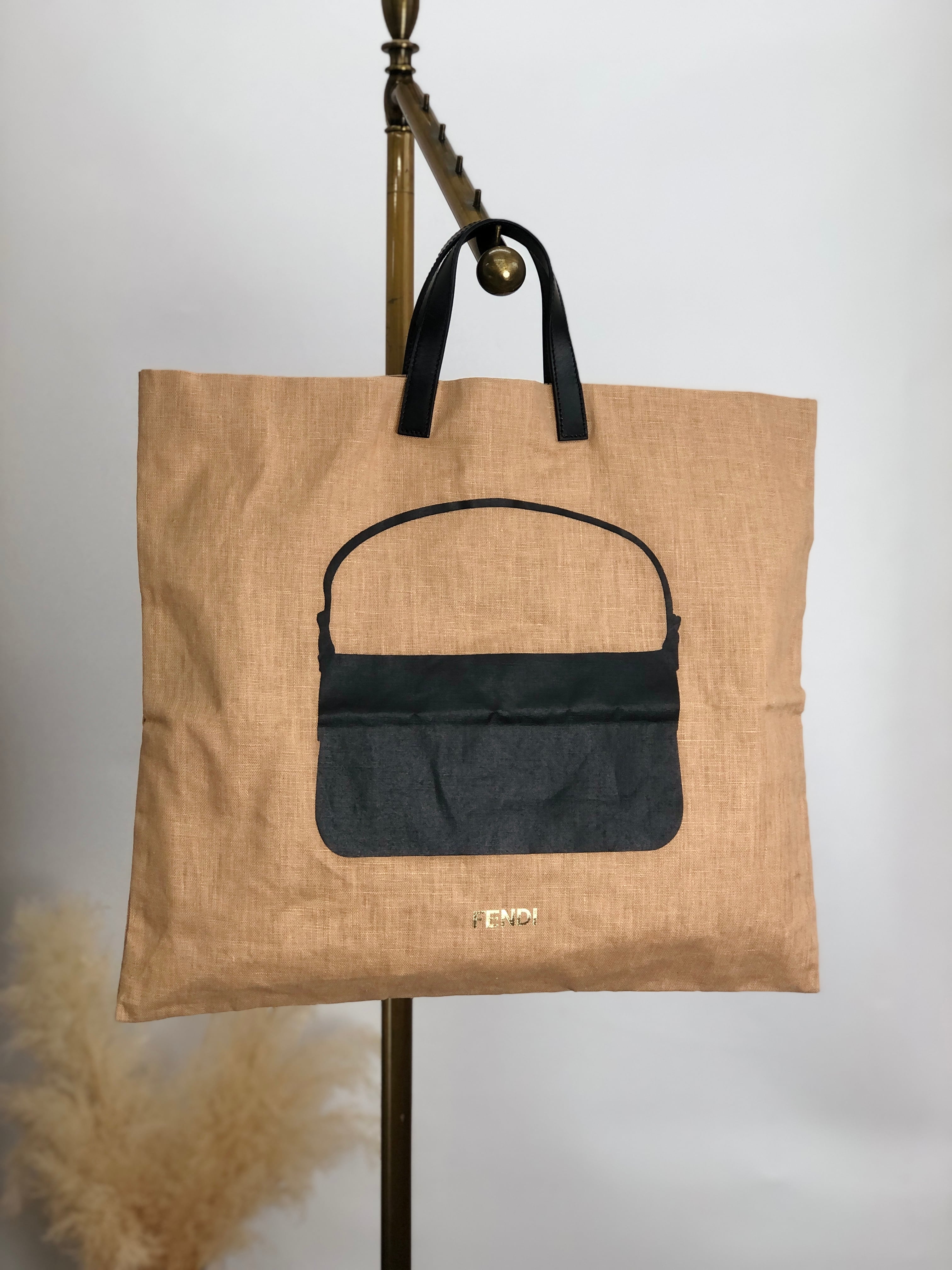 FENDI フェンディ ハンドバッグ ブラウン ロゴ キャンバス トート  