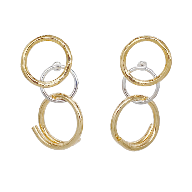 [P0013]Silver 925 18kGP Circle earring