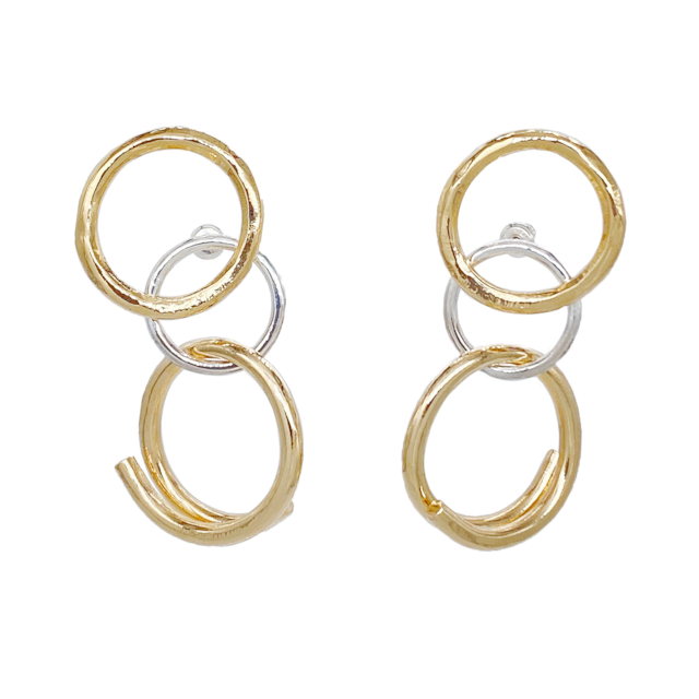 [P0013]Silver 925 18kGP Circle earring