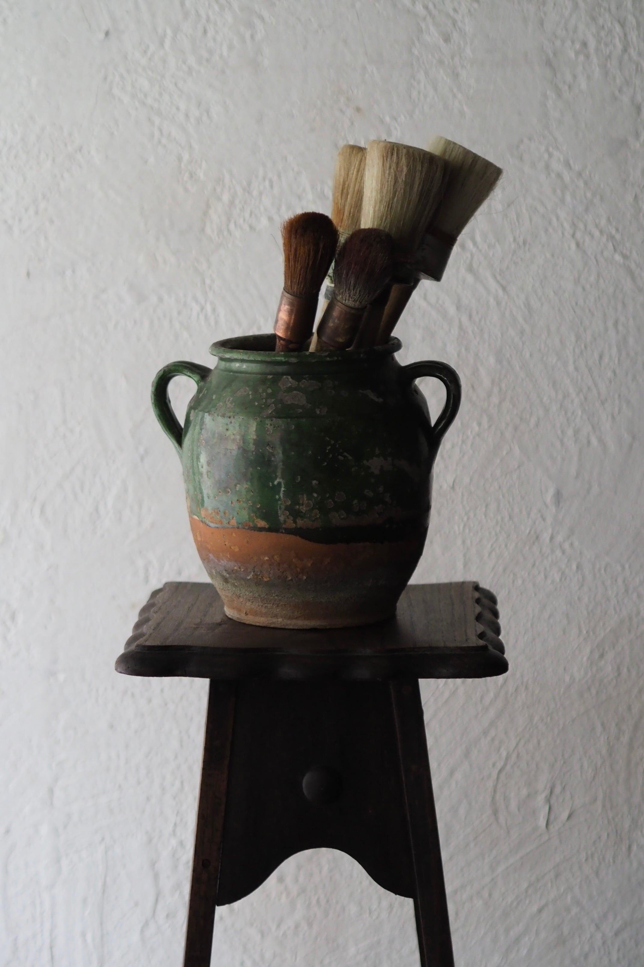 緑釉のコンフィポット-antique pottery pot | アンティーク