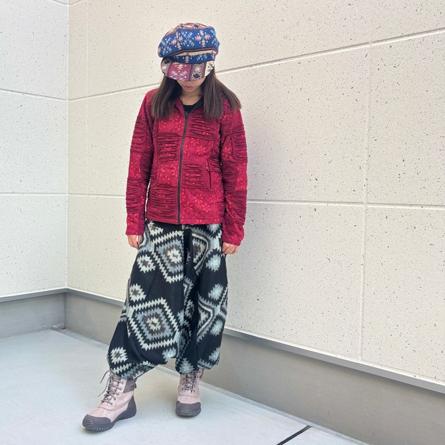 パッチワーク裏起毛パーカー