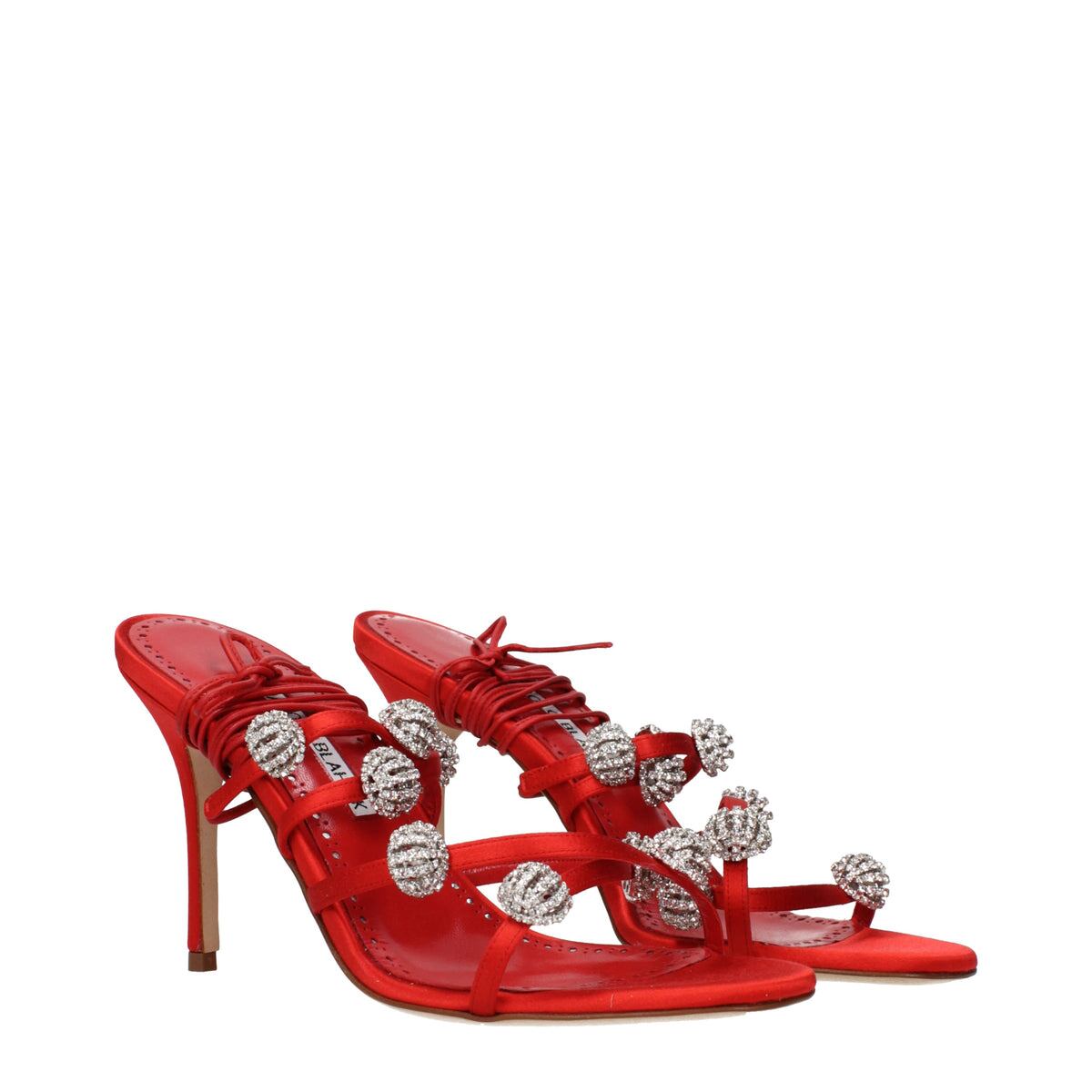 【新品】MANOLO BLAHNIK マノロブラニク レディース サンダル サテン レッド 42213580003620