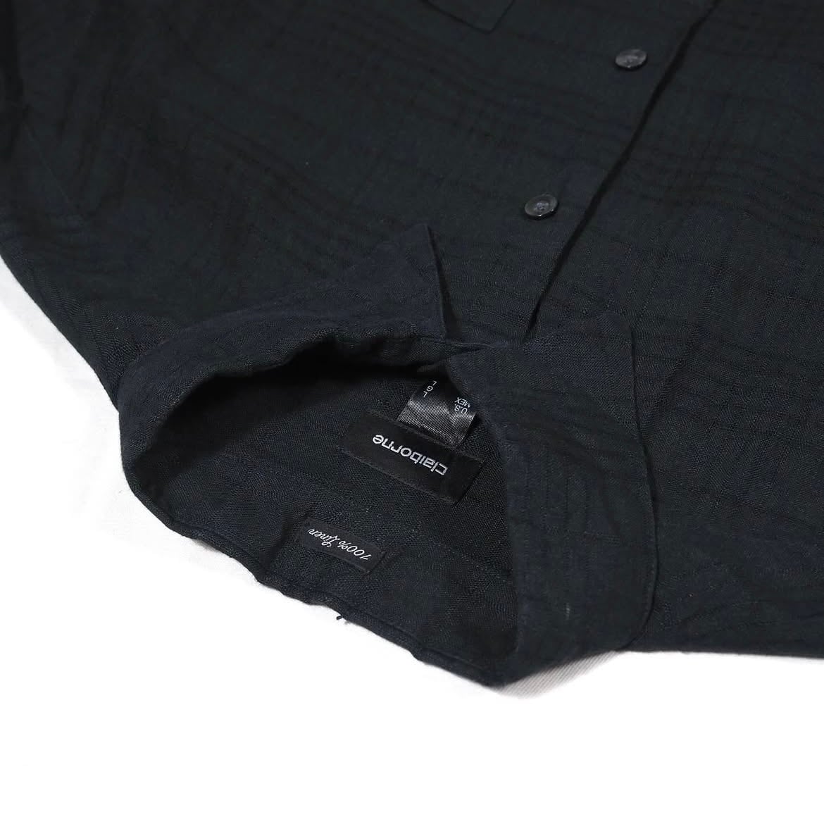 Claiborne Plaid Linen Shirt L Black クレイボーン リネンシャツ