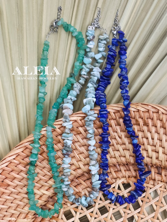 天然石さざれ石ネックレス[ステンレス素材］