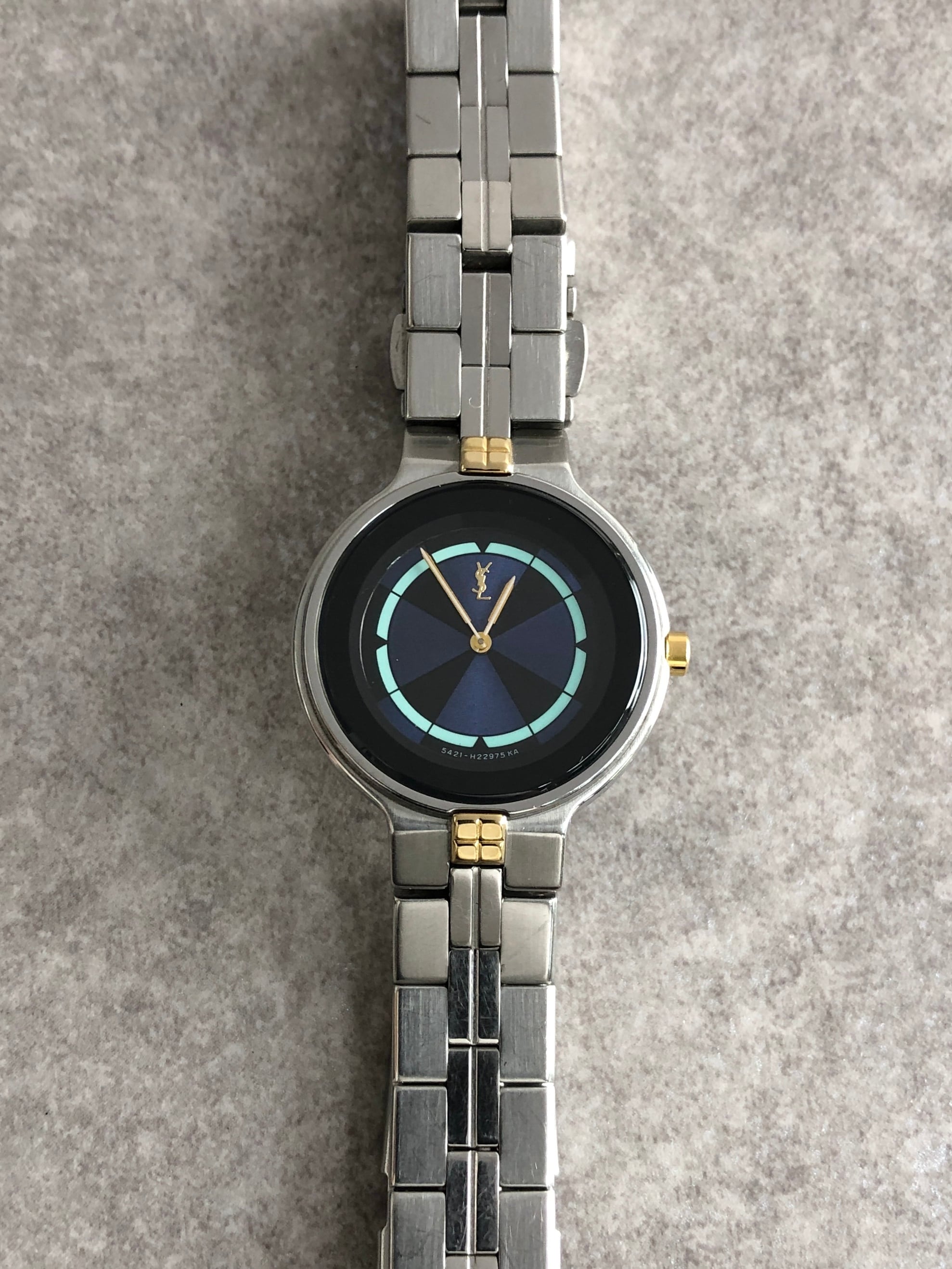 Yves Saint Laurent イヴ・サンローラン 腕時計 シルバー×ブルー YSL